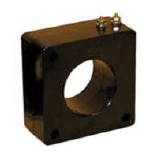 Black rectangular current transformer with a circular hole